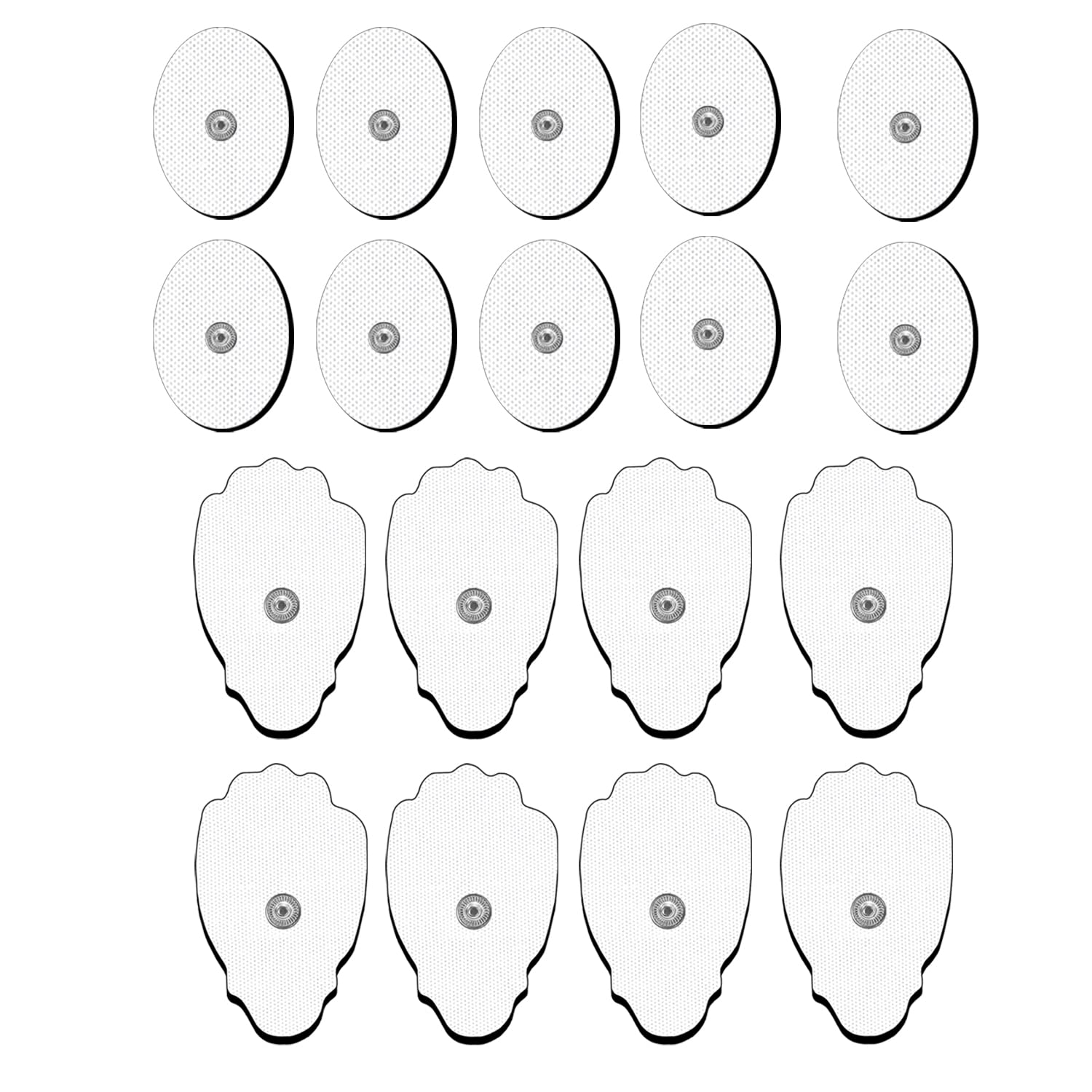 SM Electrodes Tens Unit Pads 18 Pack 3.5mm Snap Electrode Pads Tens Unit Replacement Pads Medium8 Pieces 1.8'' × 3'' Small 10 Pieces 1.18'' × 1.8''Reusable 30-50Times,Latex-Free