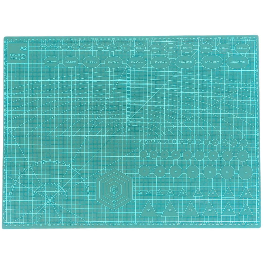 HOT BARGAINS A2 Size Self-Healing Cutting Mat 60 x 45cm, 5-Ply Green Craft Board, Recycled PVC Hobby Mat for Sewing, Quilting & Crafts (A2 (60 x 45 cm))