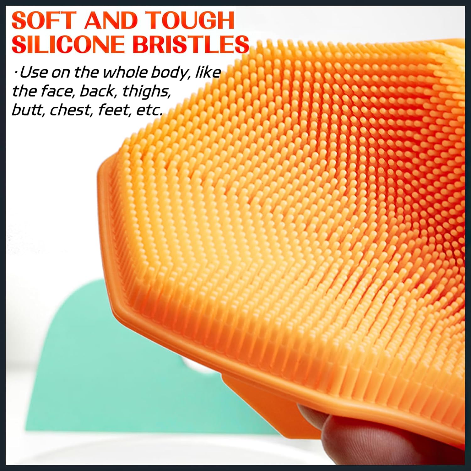 MIELIKKI Silicone Body Scrubber, Multi-Function Exfoliating Body Scrubber, Soft Shower Scrubber, Silicone Facial Cleansing Brush with Easy Grip Handle, Fits All Skin Types, Black - Image 4