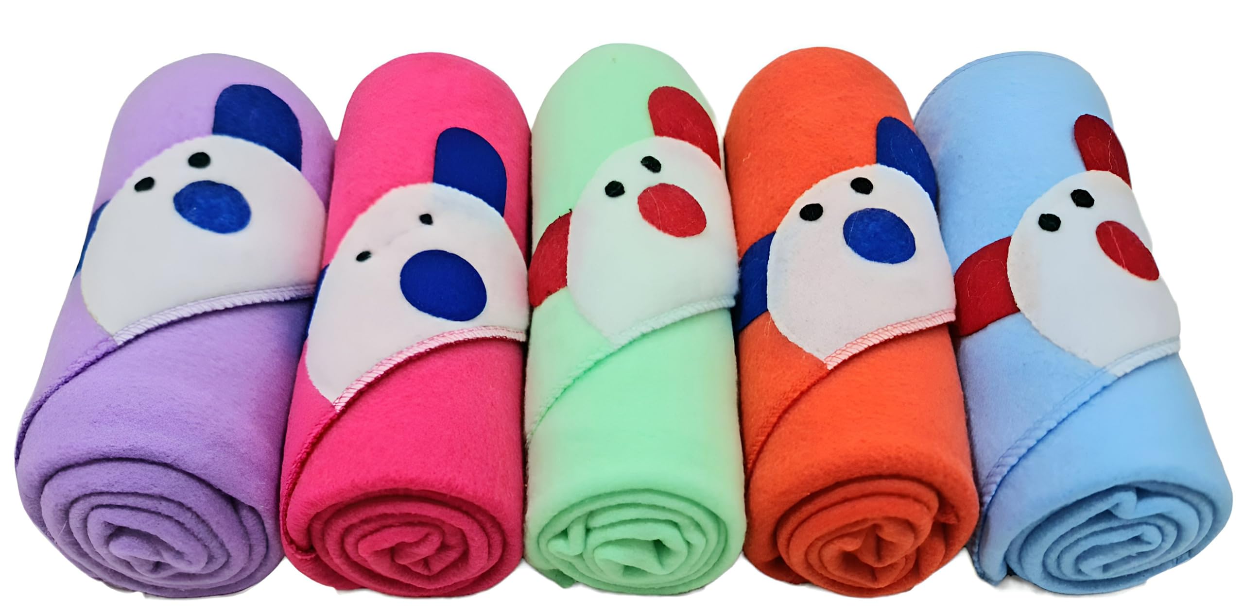 BRANDONN Newborn Baby Fleece Hooded Teddy Face Wrapper Towel Cum Baby Blanket Combo Pack - Pack of 5, 26 Inch x 33 Inch, Multicolour, Assorted Colour-image-36