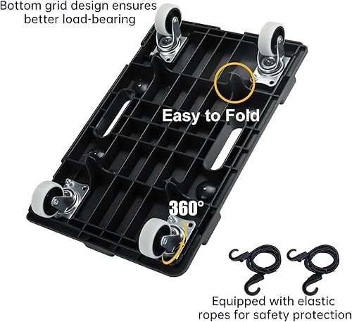 Miniatura 3 de Movers de muebles con ruedas, carrito móvil de muebles resistente, carrito portátil pequeño y plano con 4 ruedas para moverse, capacidad de 220