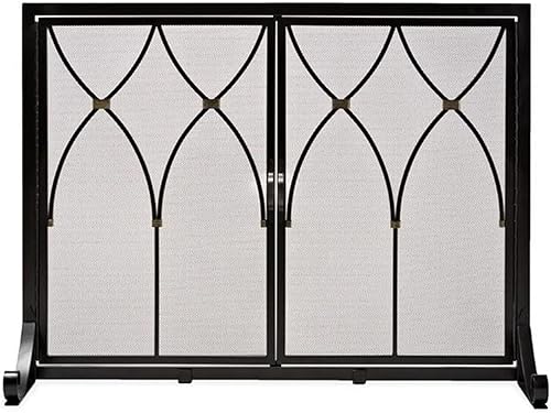 Miniatura 2 de ROYUMI Cubierta de pantalla de seguridad contra incendios de 38 x 31 pulgadas cubierta de protección contra chispas para chimenea puertas de malla