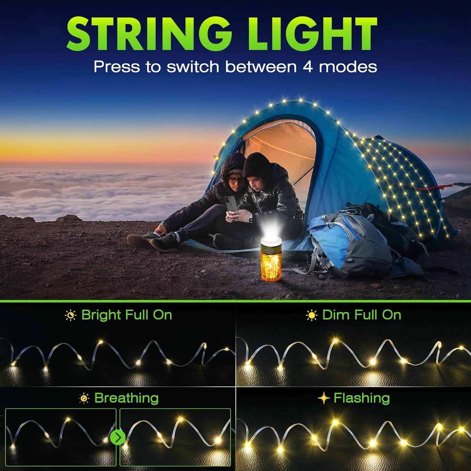 IXYHKB Guirlande Lumineuse Escamotable Camping, 2 in 1 Rechargeable IXYHKB Guirlande Lumineuse Escamotable Camping, 2 in 1 Rechargeable