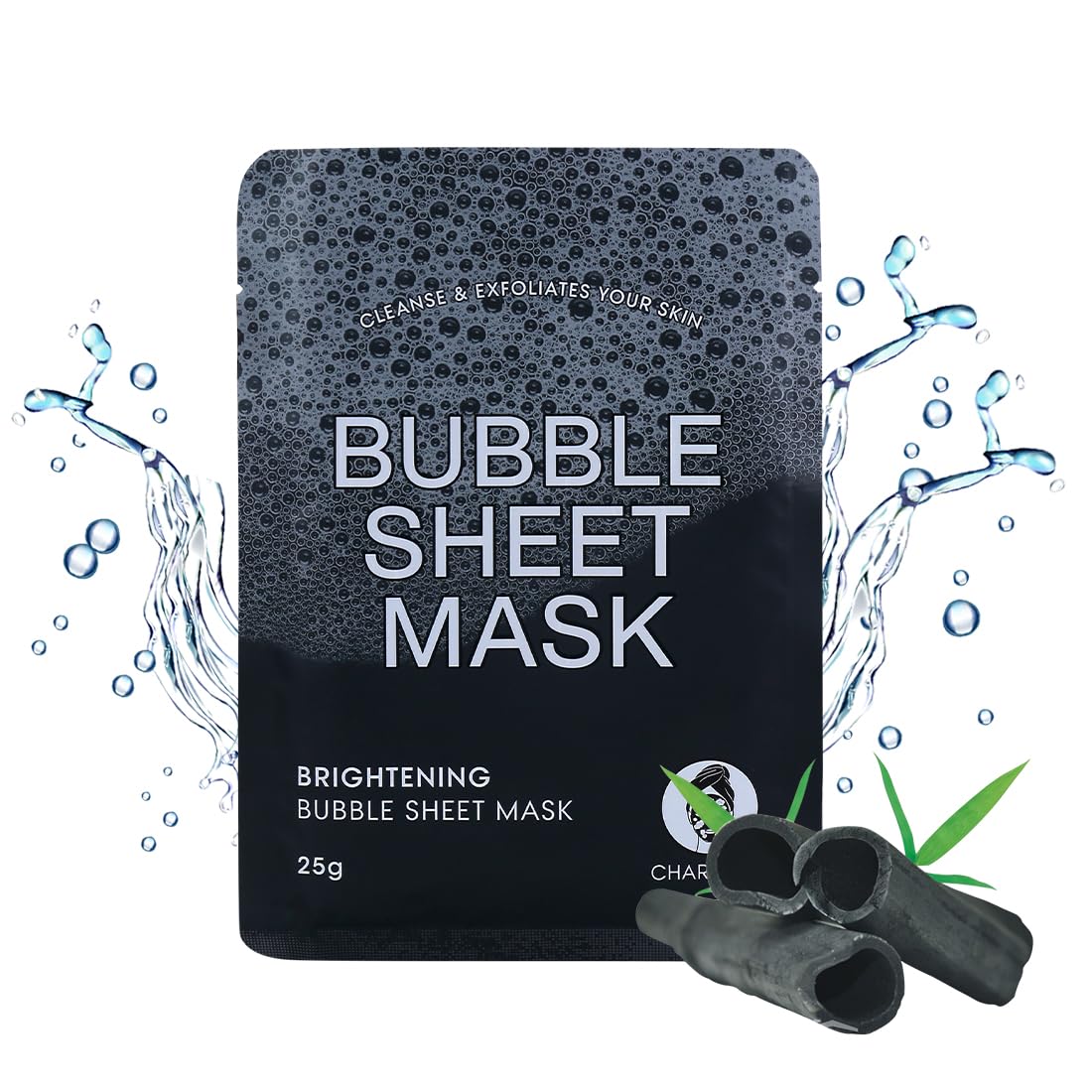 MINISO Brightening Micron Poly Bubble Hydrating Moisturizing Facial Sheet Mask, Cleanse Pores, Exfoliates Skin for Women & Men(Charcoal)