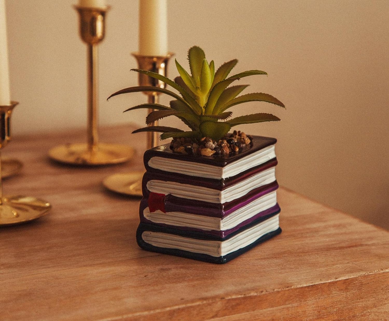 Enchanted Hogwarts Book Stack 3" Ceramic Planter with Faux Succulent
