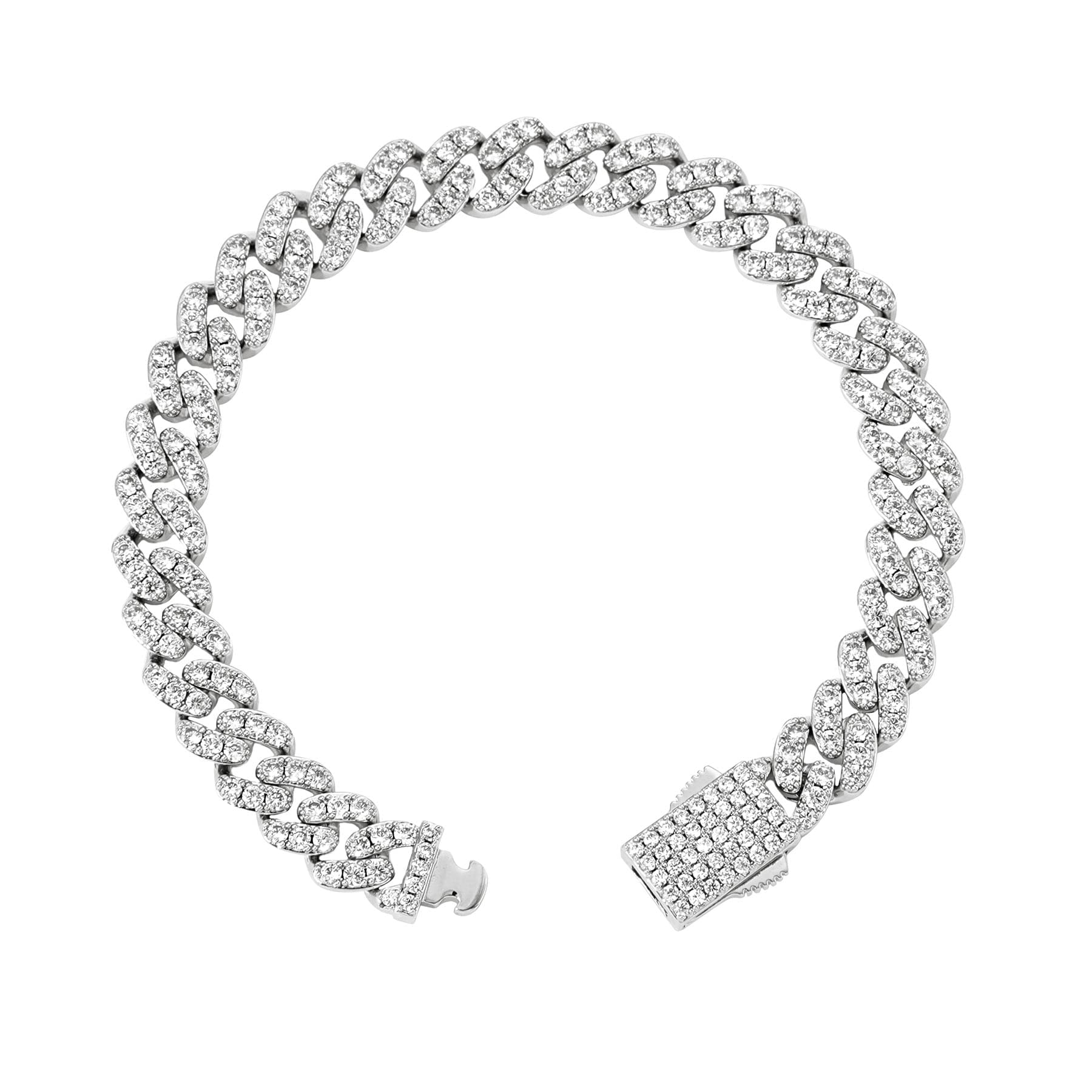 Iced Classic Spring Clasps 9mm Cuban Link Chain Necklace/Bracelet, Everlasting Shine 14k Gold/Silver Plated Diamond Choker, Prong-Setting 5A Cubic Zirconia Hip Hop Jewelry For Men Women with Gift Box