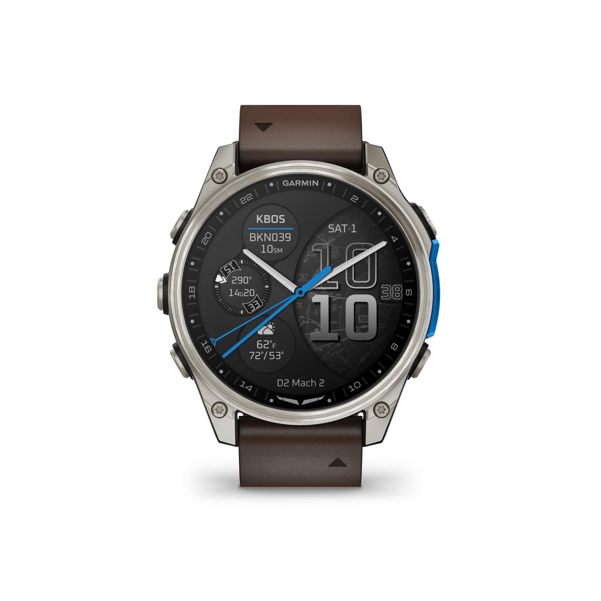 Garmin D2 Mach 2 47mm Touchscreen Aviator Smartwatch with GPS Moving Map Aviation Weather Health and Wellness Features