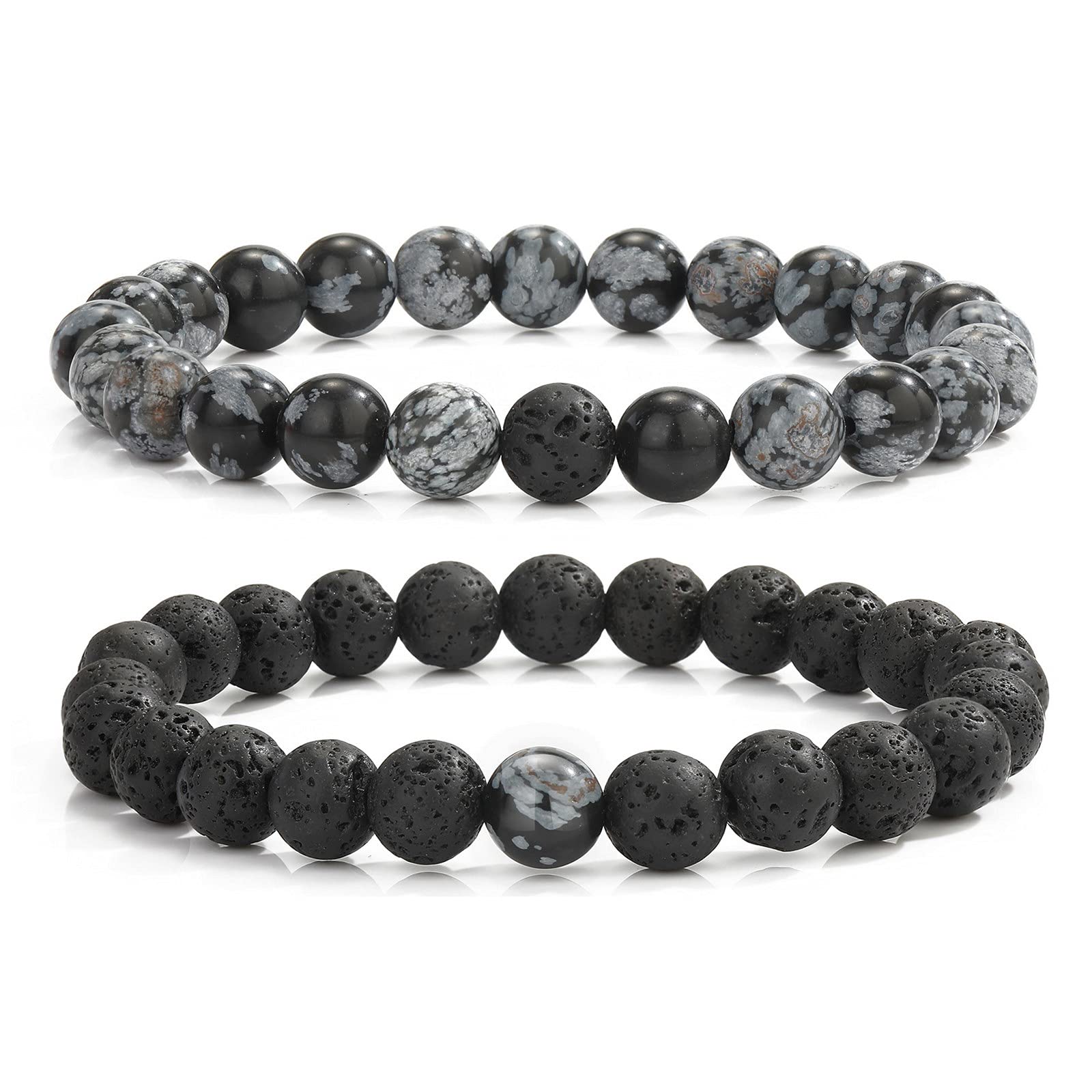 MengPaMens Beaded Bracelets Couples Matching Bracelet Set Lava Rock Beads for Women Stone Jewelry