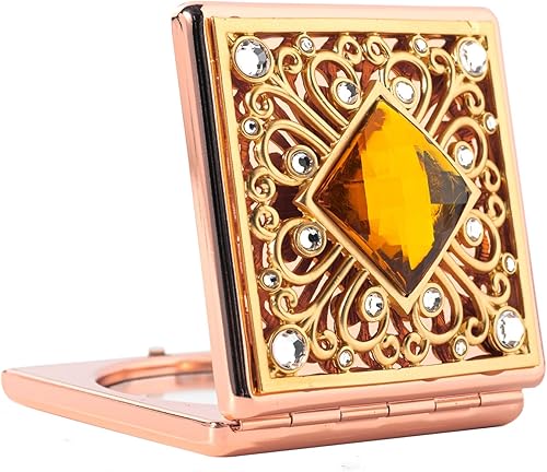 HAPUTDY Mini espejo de maquillaje elegante portátil 1X2X aumento rosa