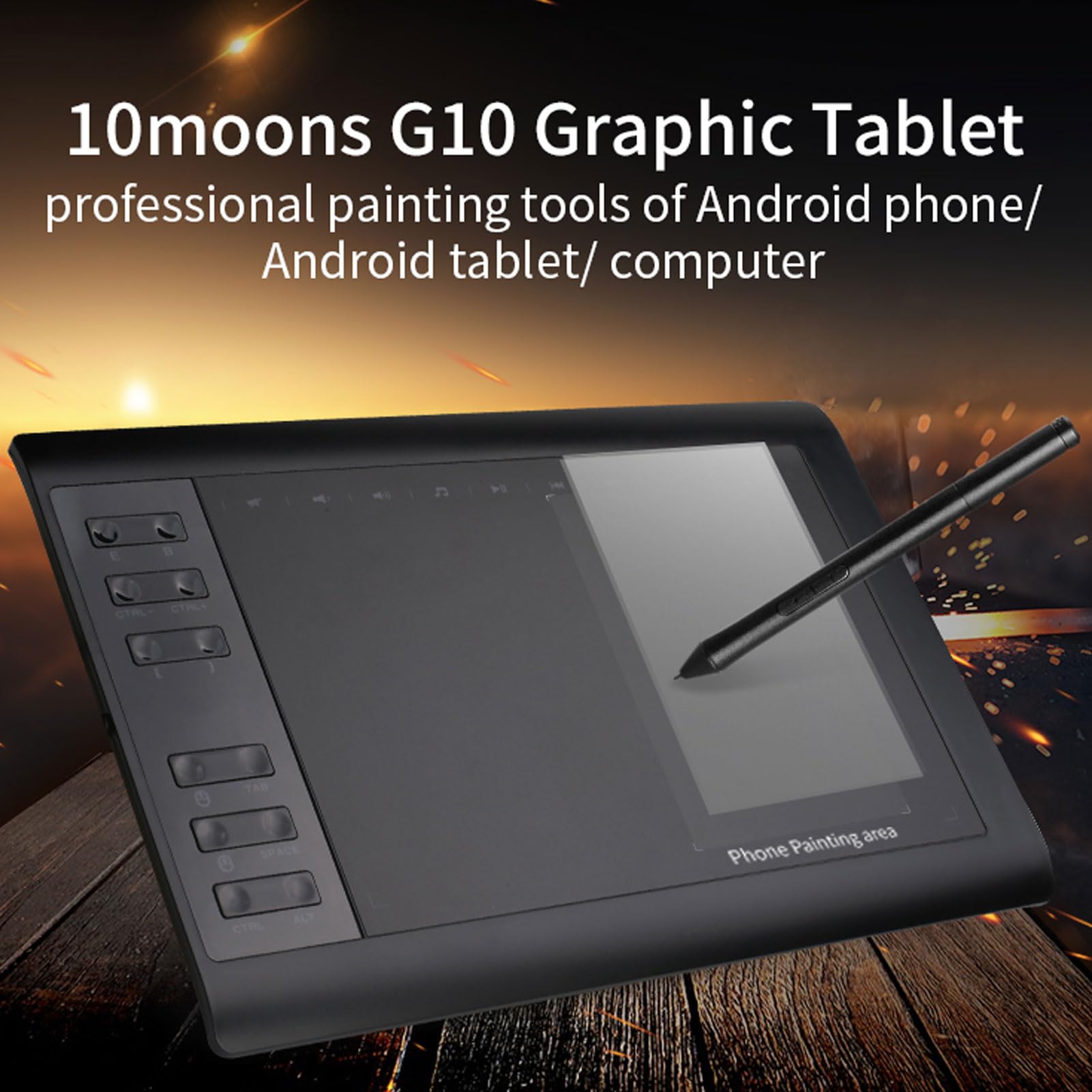 Tableta gráfica de Dibujo, Tableta gráfica para computadora, con batería de sensibilidad a la presión 8192, lápiz óptico G ratuito, Teclas de Acceso Directo 233PPS 5080LPI,