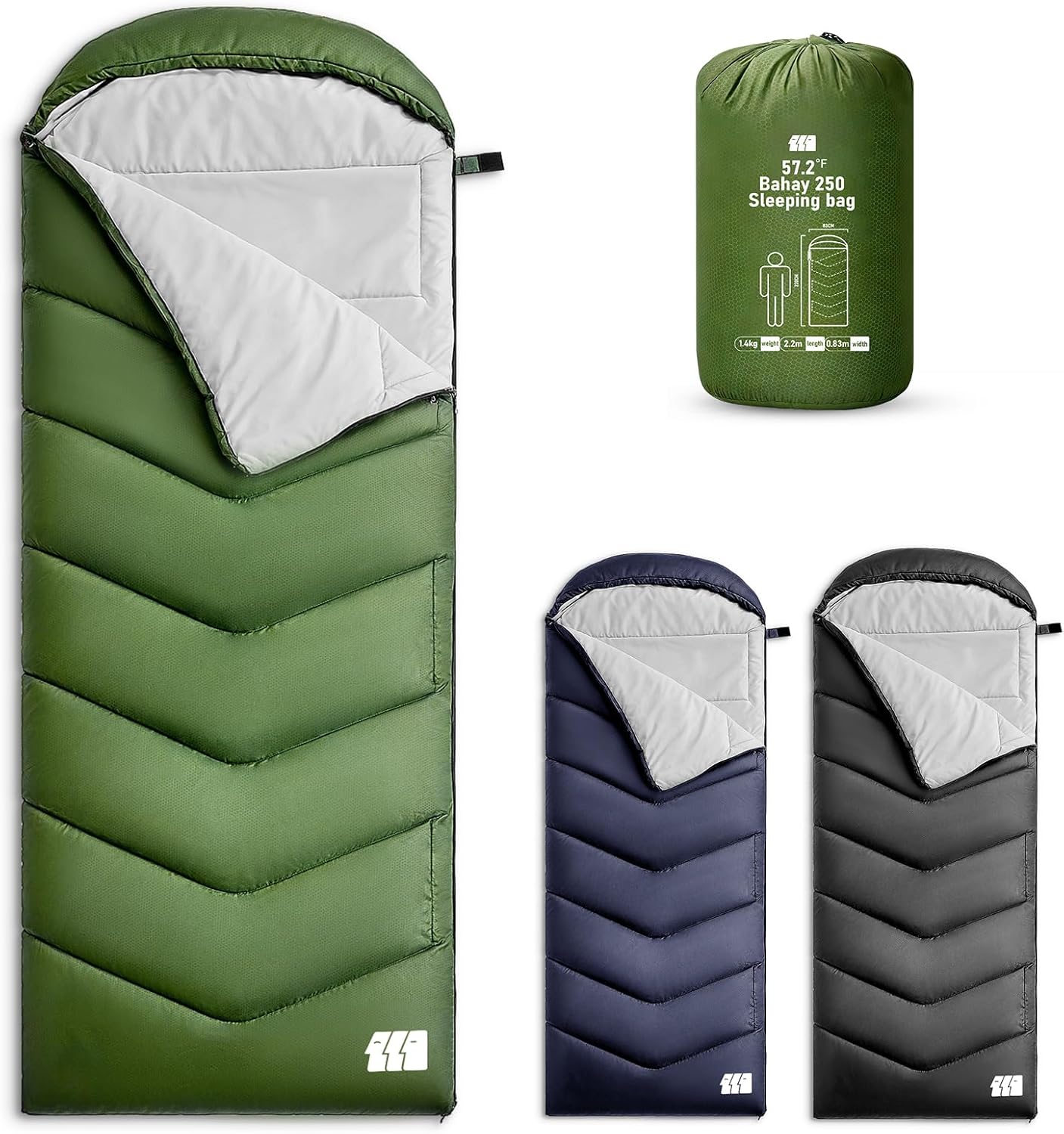 Sleeping Bags for Adults Warm Weather, Waterproof, Lightweight Backpacking Camping 3 Seasons Sleeping Bag with Compression Sack Camping Essentials Gear