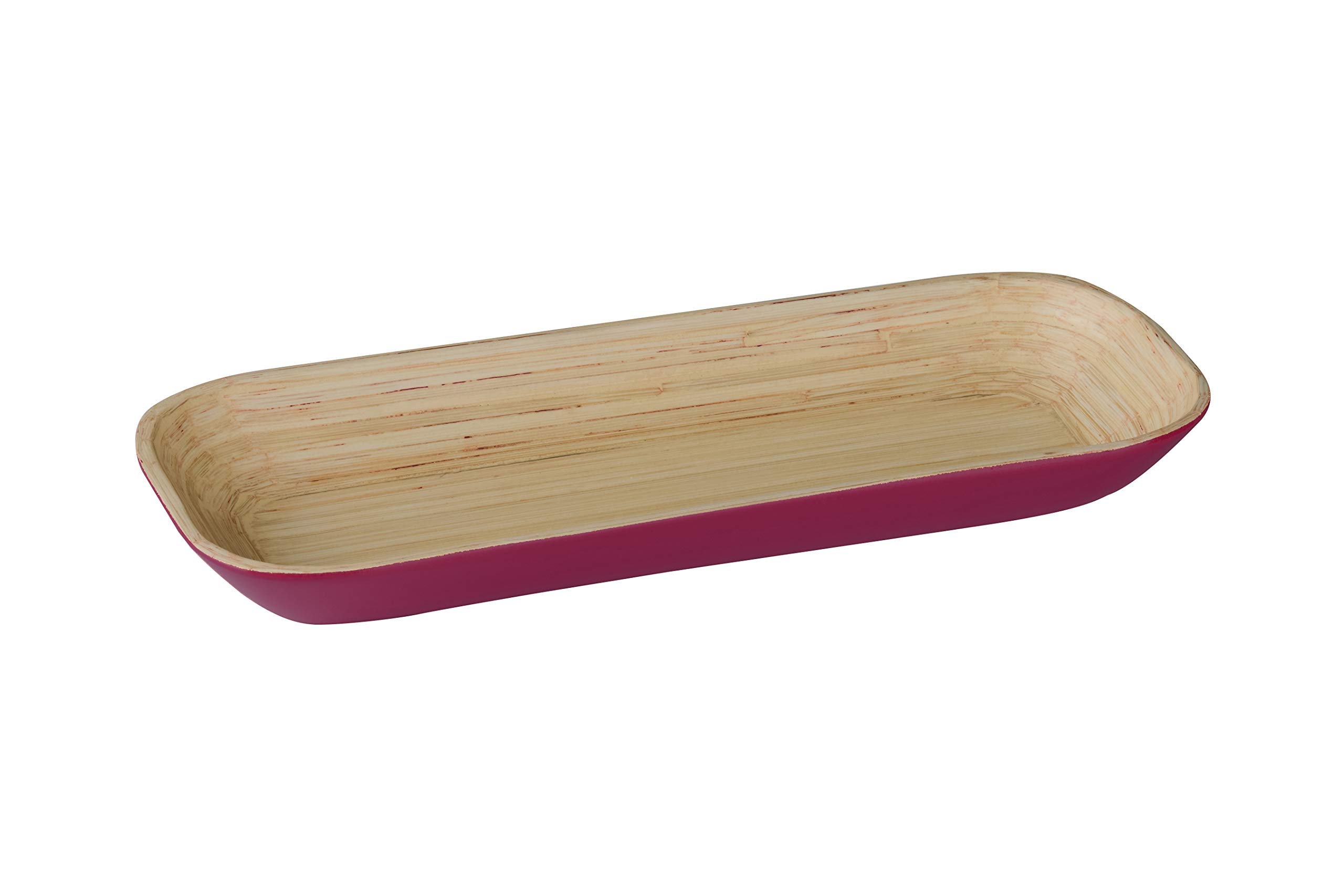 Premier Housewares Kyoto Spun Bamboo Tray, Raspberry