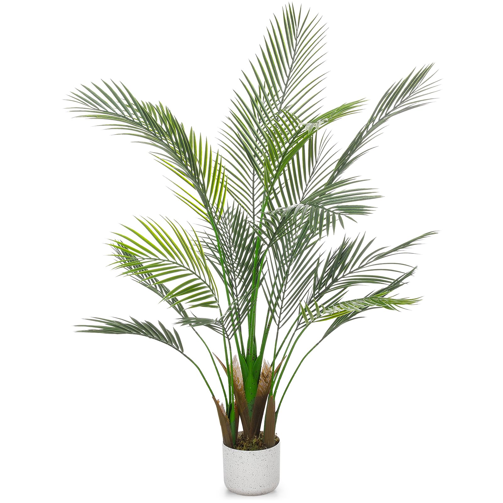 GarveeHome Künstliche Areca-Palme 100/125 cm | Hohe Kunstpflanze Für Innenbereich | Mit Weißem Pflanzkübel