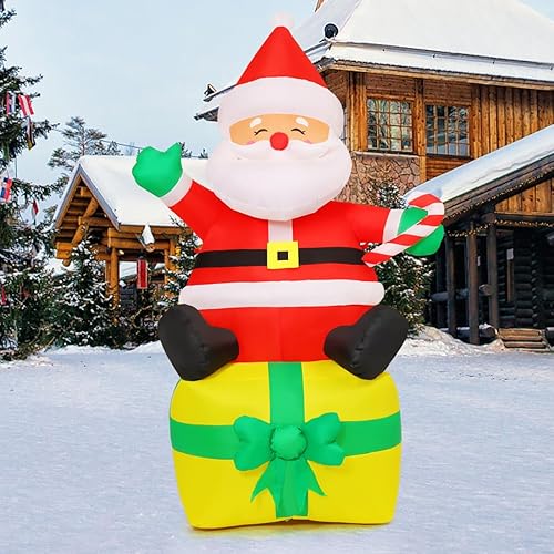 Miniatura 7 de COMIN Inflables de Navidad de 7 pies para decoración al aire libre, Papá Noel inflable con LED integrados para Navidad, interiores y exteriores,