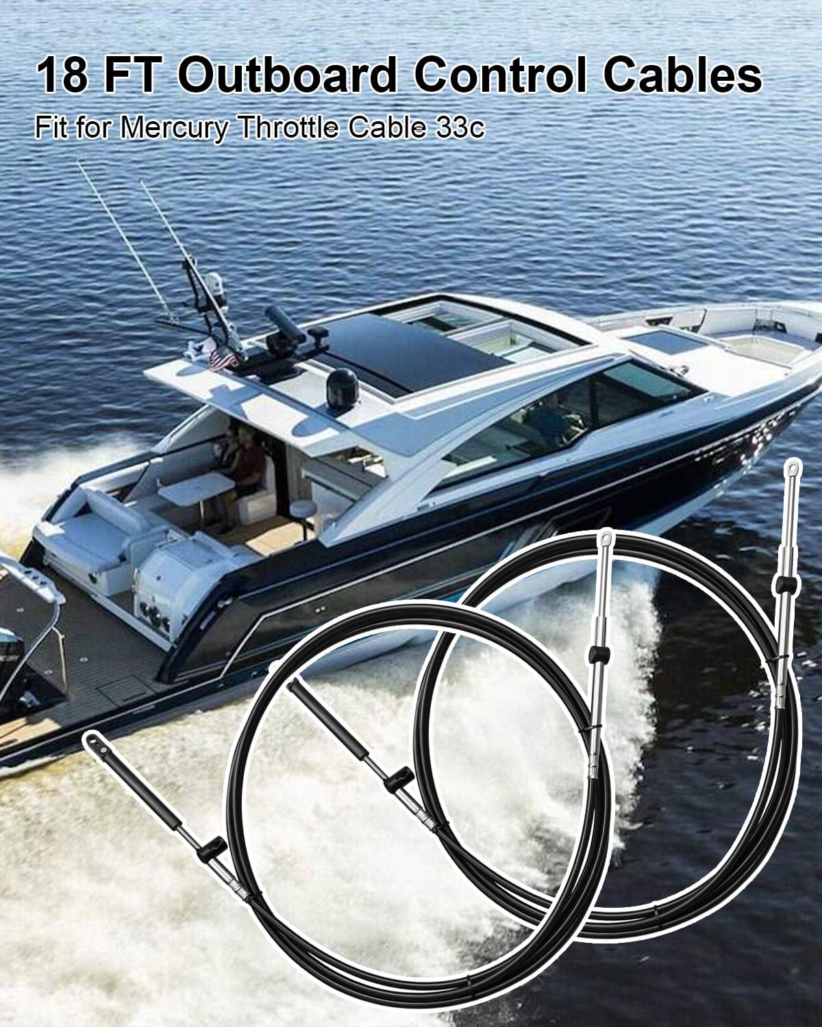 18FT Boat Throttle and Shift Cables Fit for Mercury MerCruiser Mariner Force Outboard Motors Replace CC17918, GEN I Smooth Marine Remote Control Cable