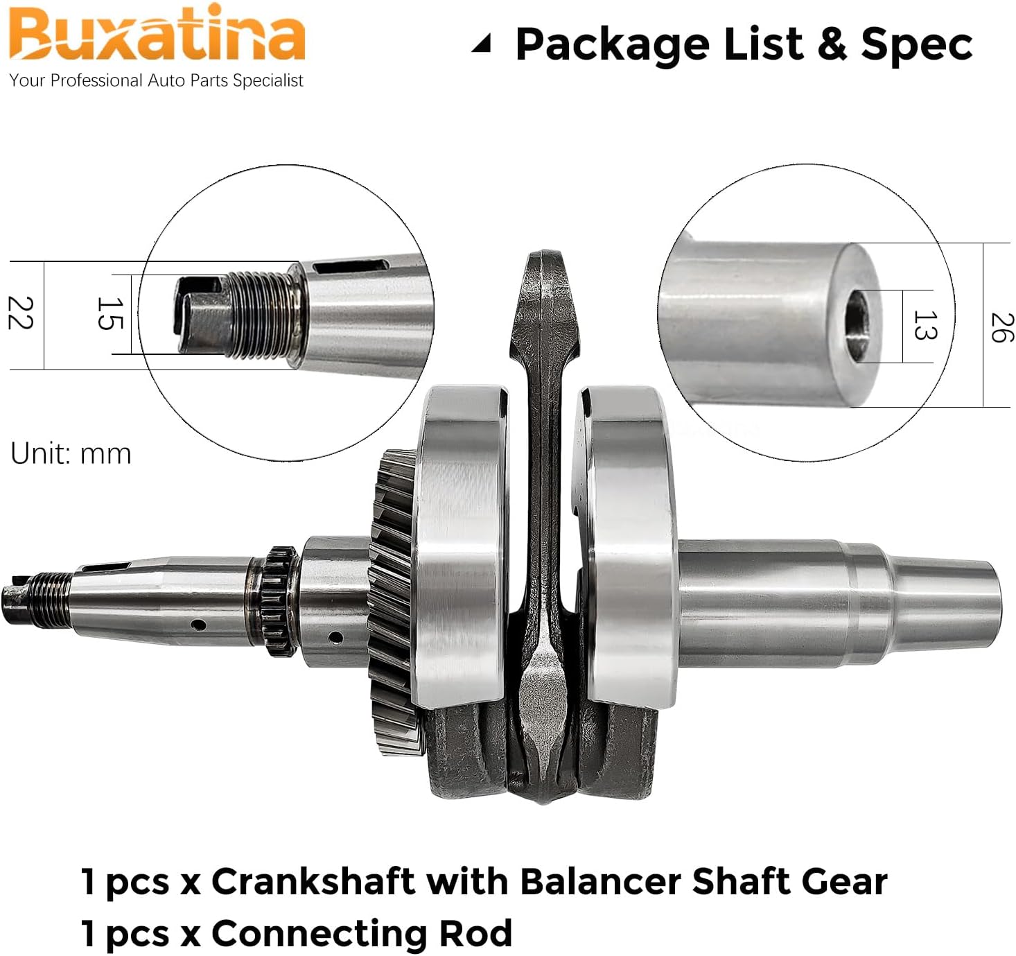 2204729 Crankshaft & Connecting Rod Kit for Polaris RZR 570 2012-2017, for ACE 570 2016-2017, for Ranger 570 Sportsman 570 2014-2017 Crankshaft Assembly Replace# 1204465 1205024