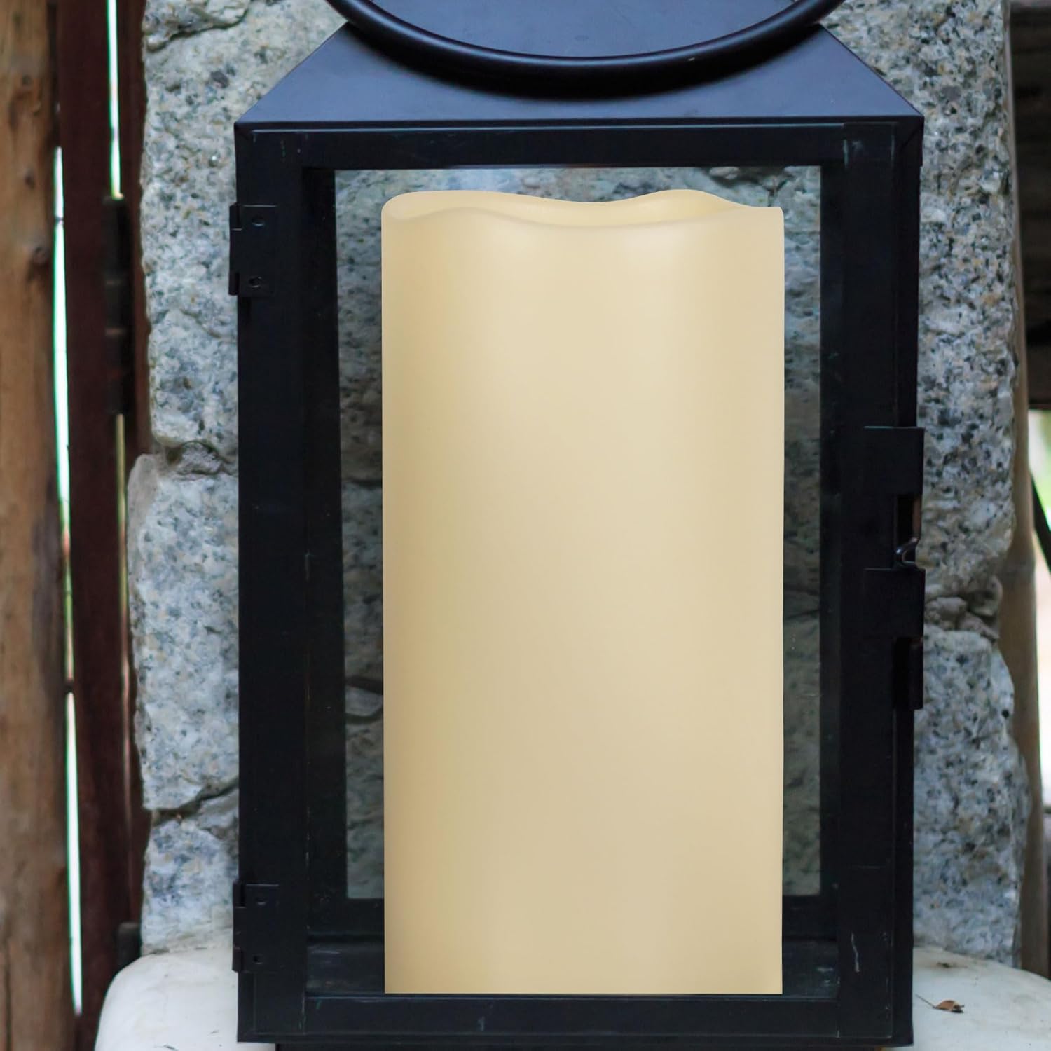 6 x 12 Extra Large Waterproof Outdoor Flameless Candle with Auto 6 Hour Timer, Battery Operated LED Pillar Candle for Lantern, Front Porch, Ivory Plastic, Long Last for 6 Month