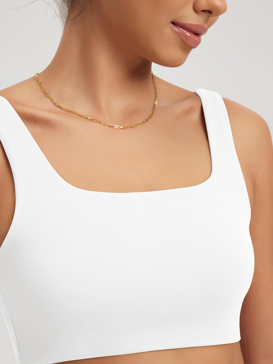 ODODOS Square Neck Sports Bra for Women Wirefree Non Padded Yoga Tank Workout Crop Tops - Image 5