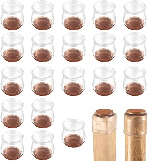 20 Pcs Chair Leg Floor Protectors, Chair Leg Caps, Felt Chair Feet Protectors, Silicone Furniture Chair Leg Protectors Sliders/Covers/Pads to Protect Floors, for Chair Leg Covers Socks, Clear