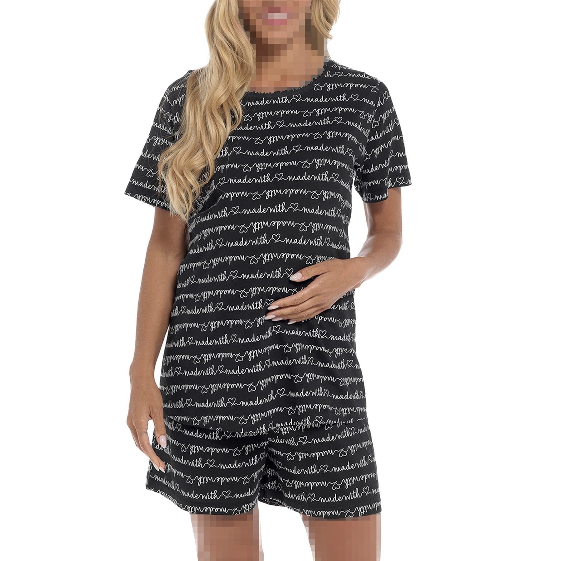 A2Z Le Signore maternità Pantaloncini Set Pigiama Stampato Maglia Cotone Pantaloncini Migliori Set Pigiama Maniche Corte Gravidanza Indumenti da Notte Pigiama per Donne