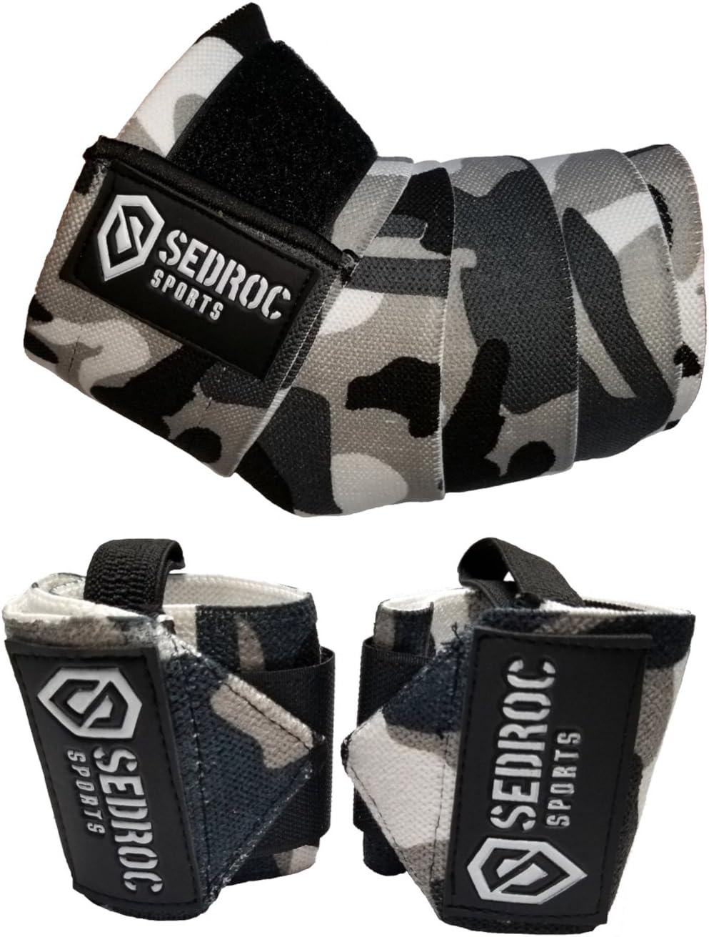 Sedroc Weight Lifting Wrist & Elbow Wraps Powerlifting Combo - Gray Camo