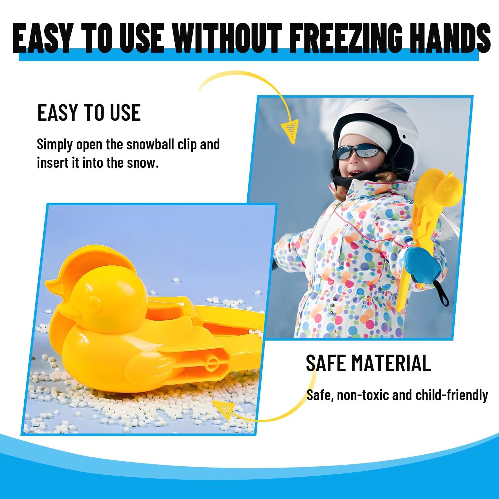 Clip di Palla di Neve Grande 4 Pezzi, ZoneYan Stampi per Palla di Neve, Pinza per Palla di Neve, Stampo per Creatore di Palle di Neve, Snowball Maker