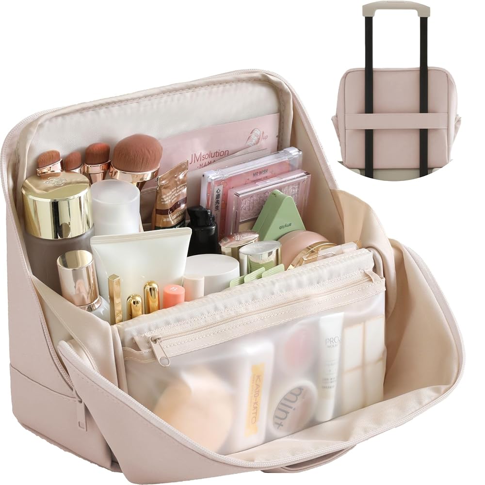 tianzong Travel Makeup Bag with Magnetic Fold-Down Flap, Waterproof
