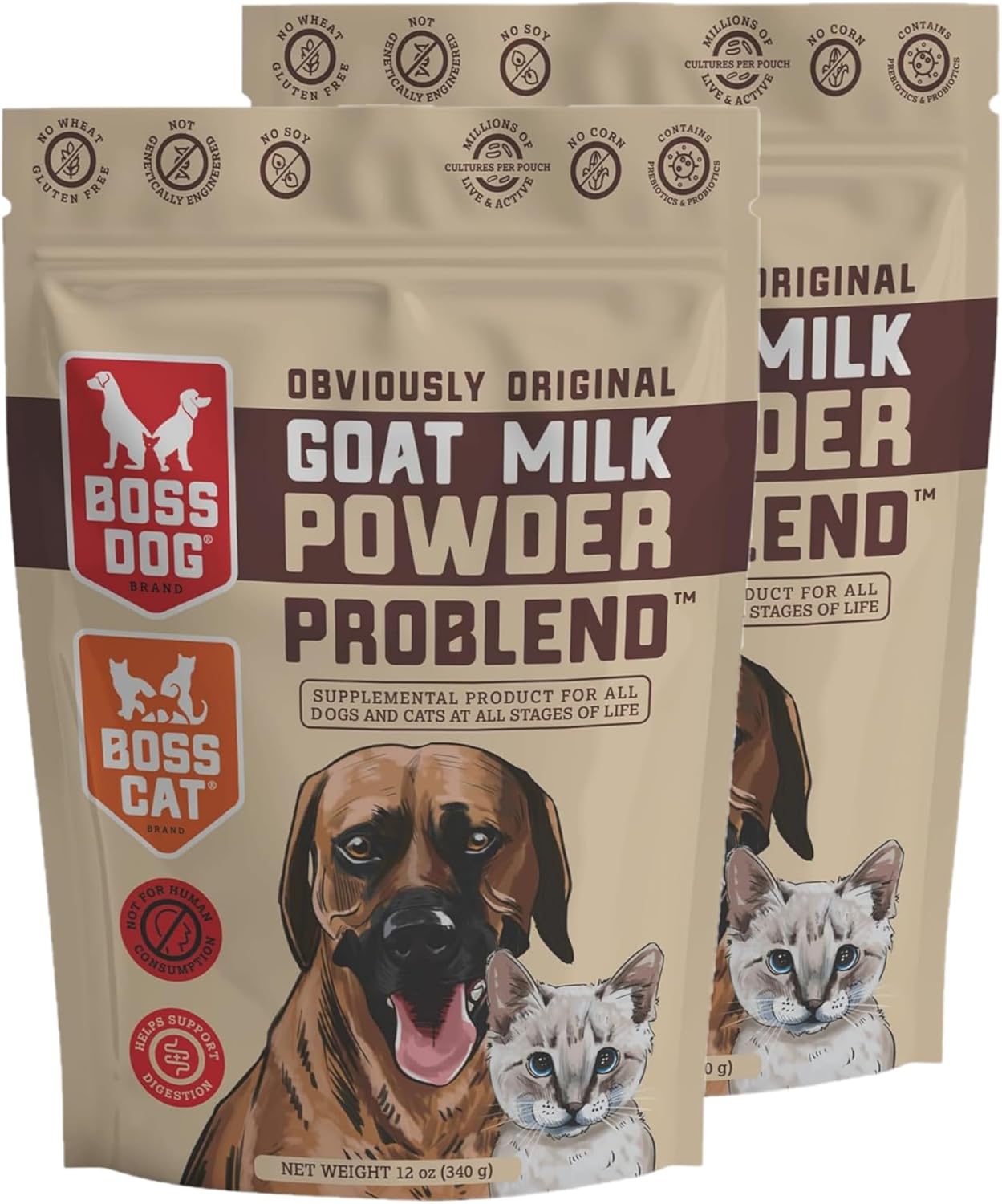 Boss Dog Goat Milk Powder Problend, 12 oz Bag (Bag of 2)