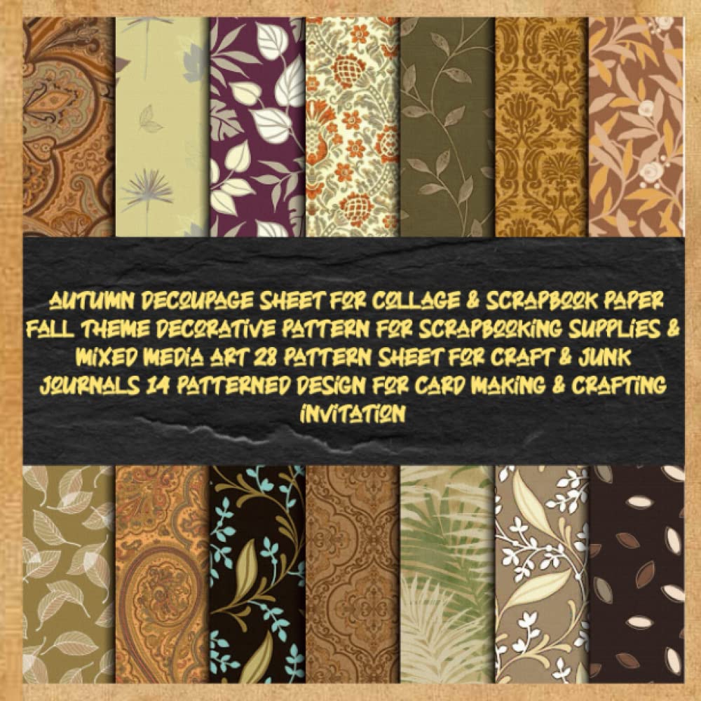 autumn decoupage sheet for collage & scrapbook paper fall theme decorative pattern for scrapbooking supplies & mixed media art 28 pattern sheet for ... crafting invitation: designer collection pack