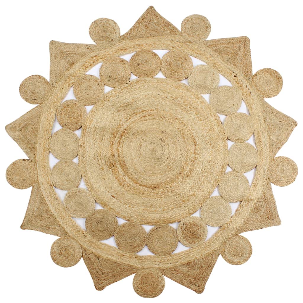 Tapis de jute tressé à la main, 90 cm, revêtement de sol, en fibre naturelle, pour décoration de salon