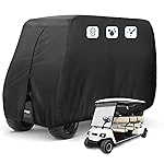 FLYMEI Golf Cart Covers 6 Passenger, Waterproof Winter Outdoor Golf Cart Cover for EZ GO Club Car and Yamaha, Dustproof and Windproof, 138\'\' L x 48\'\' W x 66\'\' H, Black