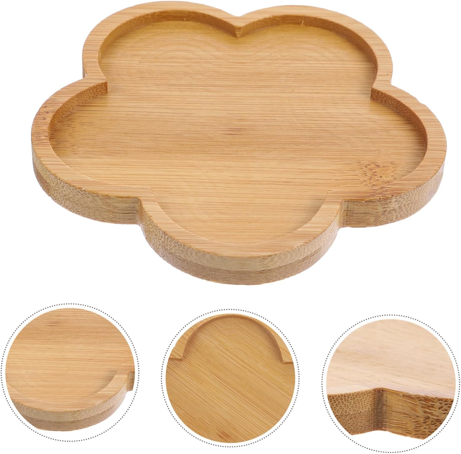 4pcs Sturdy Bamboo Plant Saucers Plant Pot Trays Flower Pot Trays Water for Flower Saucers House