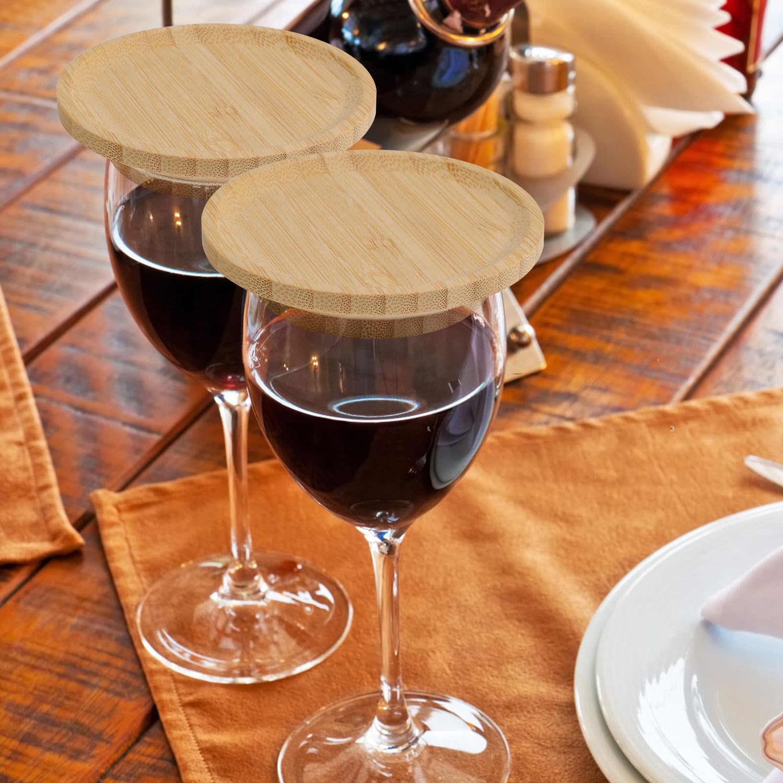 MOROBOR Weingläser, Snack-Tablett, 4 Stück, für Wein, Vorspeisen, Servierbrett, Holz, Snack-Tablett, Picknick-Teller, Party, Dessertteller für Party, Picknick