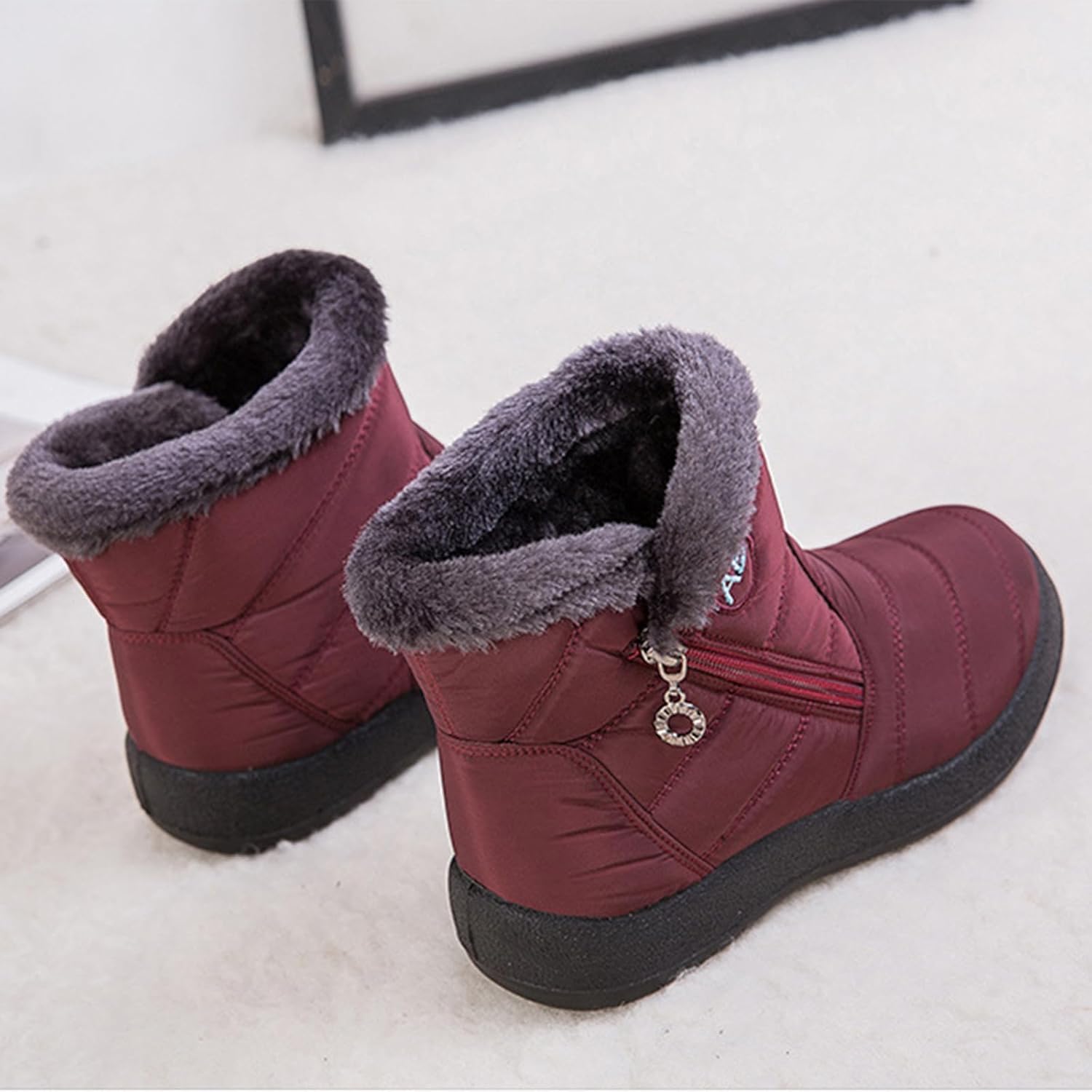 Snow Boots for Women men，Winter Wide Width Comfortable Warm fur lined Waterproof Non Slip Orthopedic Shoes Sneakers Arch Support Side Zipper Flat Outdoor work boots Barefoot Lightweight