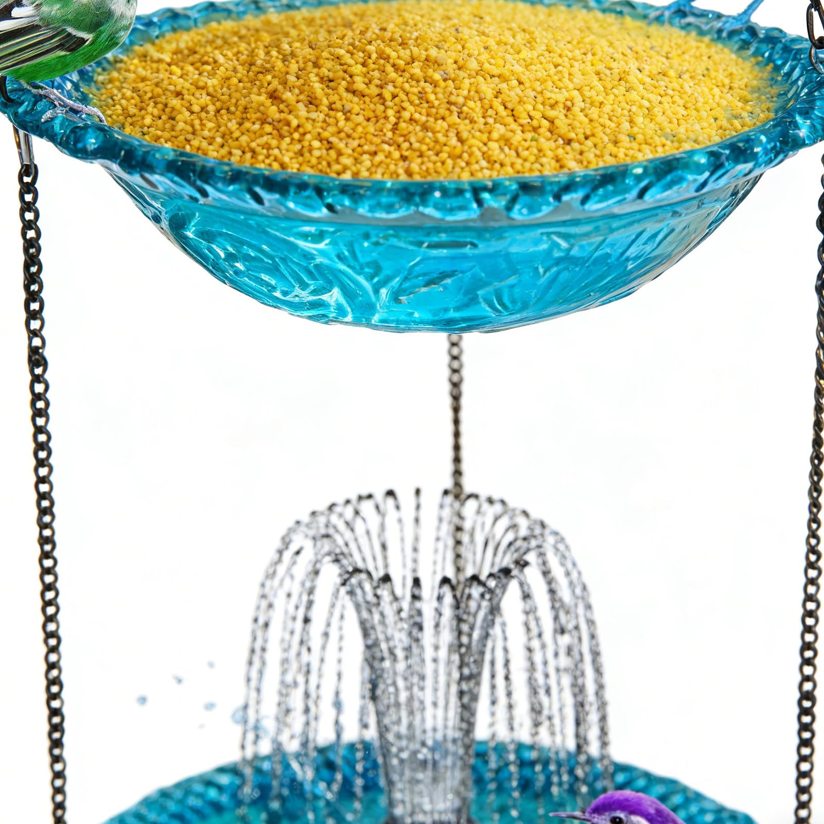 Fontana solare per vaschetta per uccelli, decorazione decorativa con vassoio per alimenti, vasca solare per uccelli, per patio, giardino, piscina, terrazza, cortile, casa paesaggistica