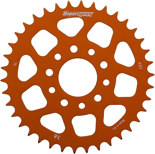 Miniatura 1 de Supersprox - Piñón de aluminio naranja 38T - RAL-451-38-ORG para KTM SX 50 Mini 2009 2010 2011 2012 2013, SXS 50 2011 2012 2013, SX 50 2010 2011