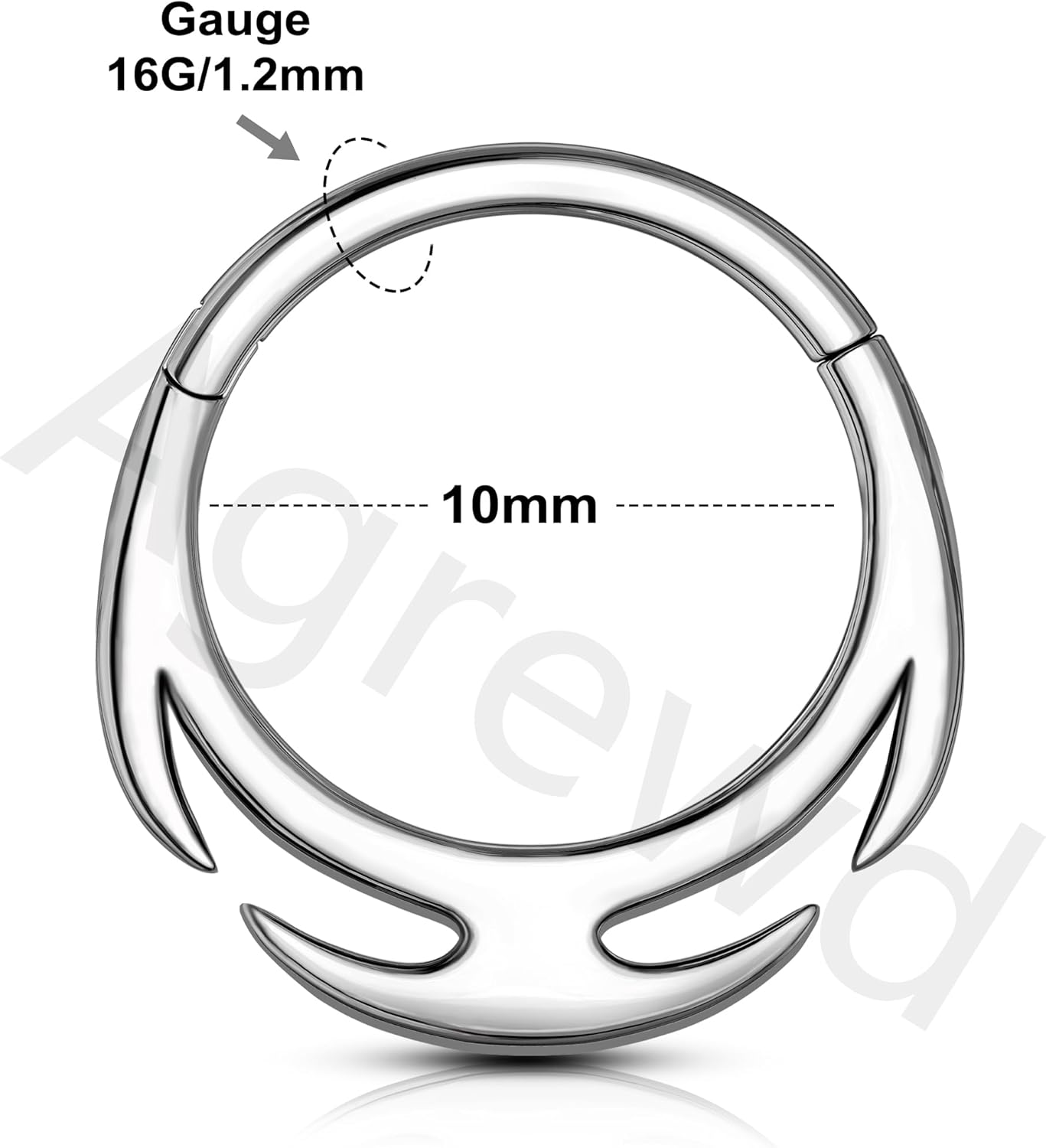 Luna Muta Septum Ring - 316L Stainless Steel Crescent Moon Thorn Septum Clicker 16G 8/10MM Helix Daith Piercing Jewelry - Image 3