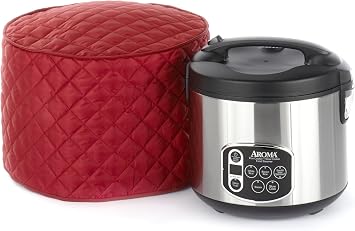 Covermates Keepsakes Rice Cooker Cover Quilted Appliance Protector for Electric Rice Steamers Dust & Stain Resistant, Washable SlipOn Design for Countertop Storage, Red