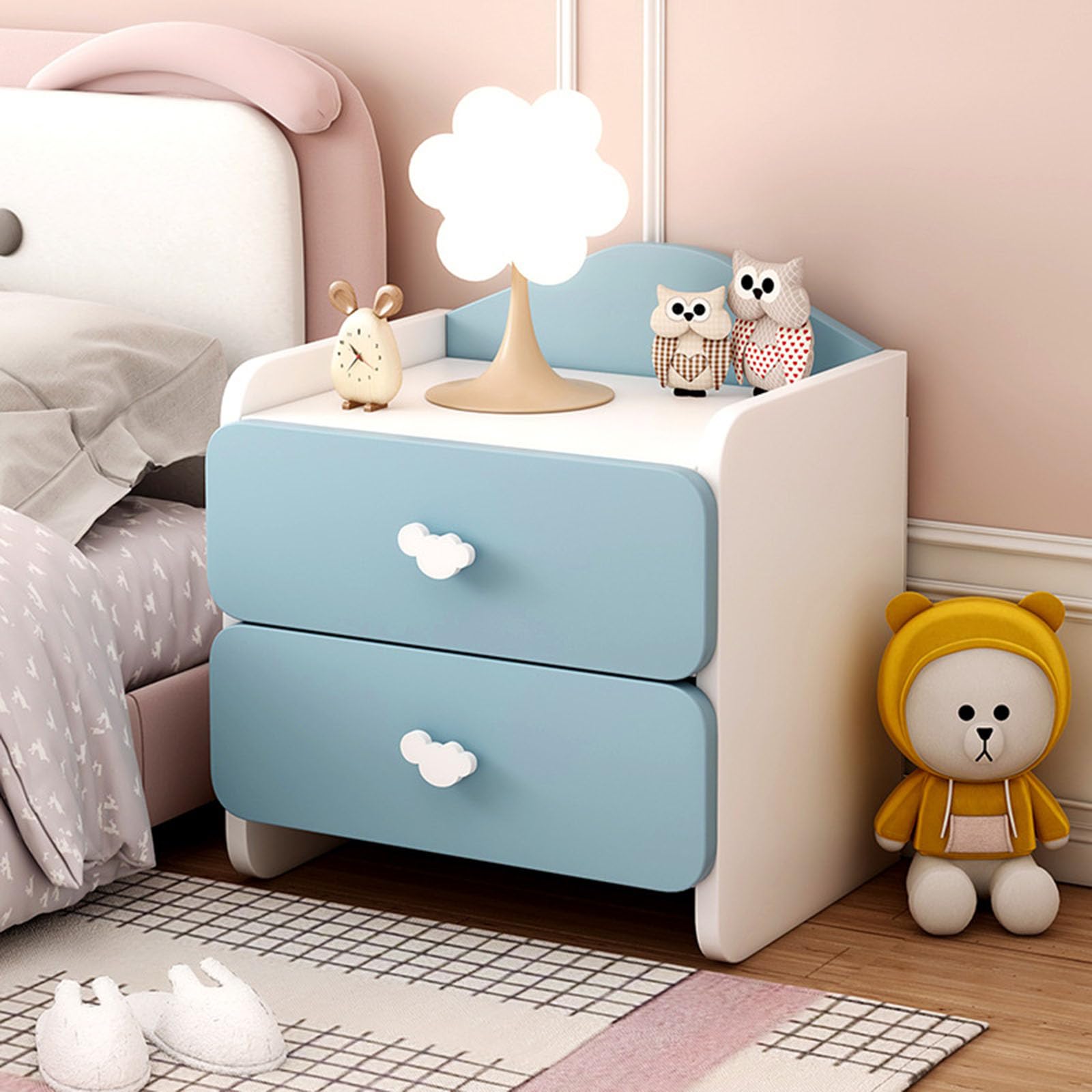 Table de chevet moderne avec tiroirs pour sécuriser la chambre enfant