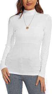 Zephyrine Womens Mock Turtleneck Long Sleeve Tops Base Layer Thermals Underwear Soft Fit Slim Shirts