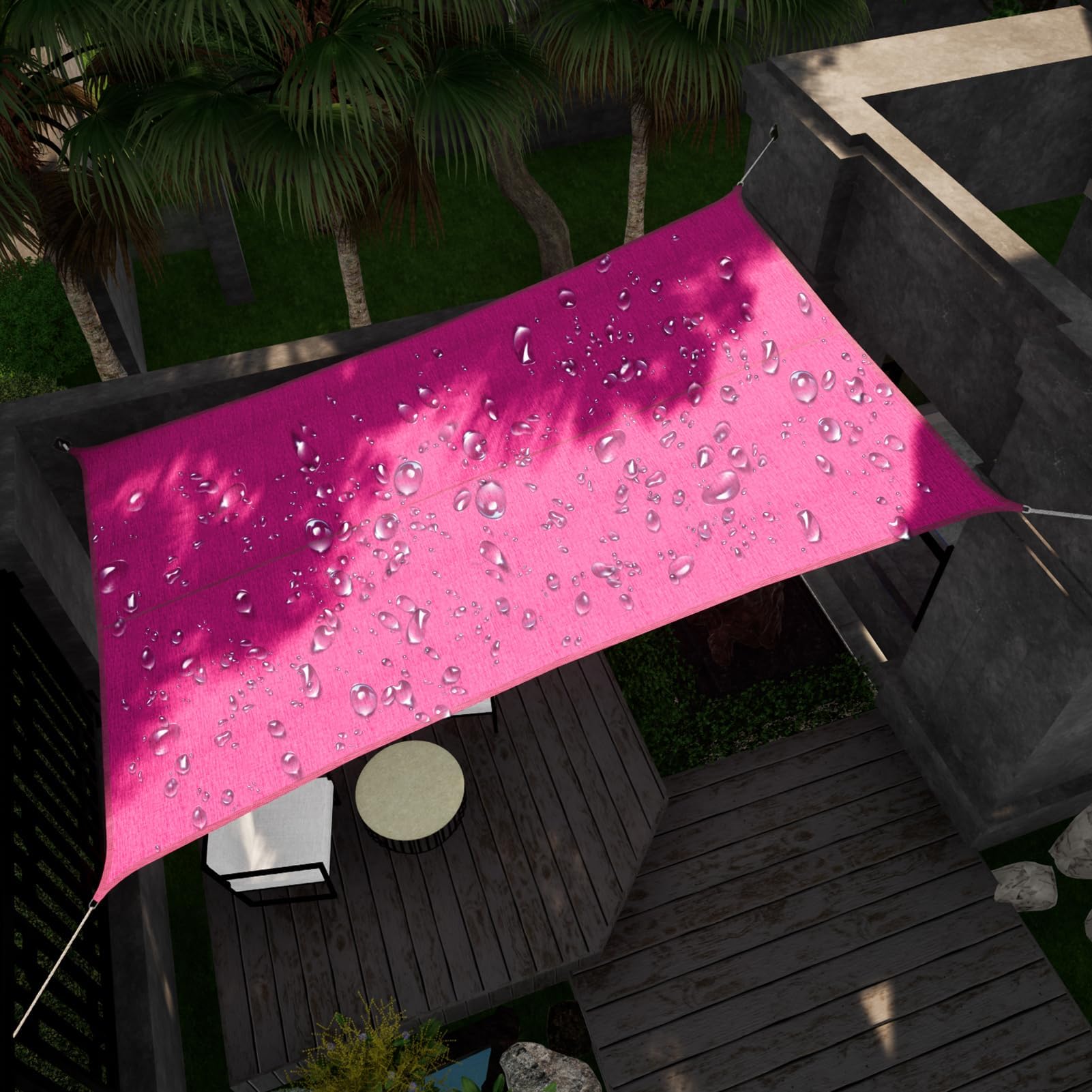 Waterproof Sun Shade Sail, 95% UV Block Sun Shade Canopy Rectangle Outdoor Shade Cover, Awning Shelter for Outdoor Patio Garden Backyard，Customizable (1, Rose Pink, 10x13)