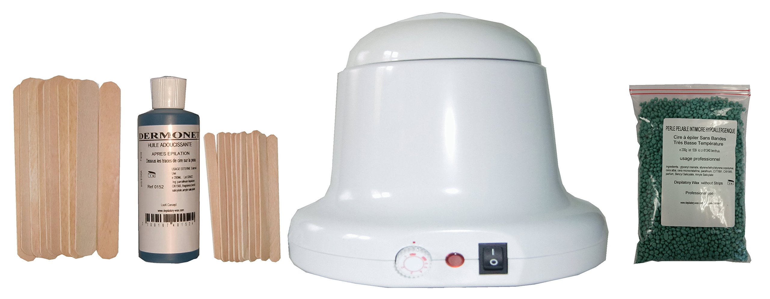 Storepil - Zestaw do depilacji woskowej 400 ml Charles Ney - 200g ULTIMICIRE Pearl Pearl, szpatułki do ciała, twarz, olej post depilacji. Gotowy do użycia zestaw do depilacji