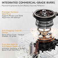 Vista 5 de Máquina de café expreso con molinillo, máquina de espresso de 20 barras con espumador de leche, máquinas de café Expresso para el hogar, cafetera