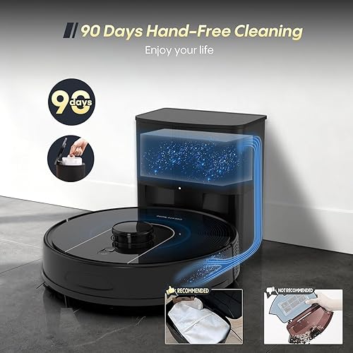 Miniatura 3 de Bagotte Robot aspirador y trapeador combinado, aspiradora robótica con 5000 Pa, programa, aspiradora robótica 4 en 1, silenciosa, autocarga,