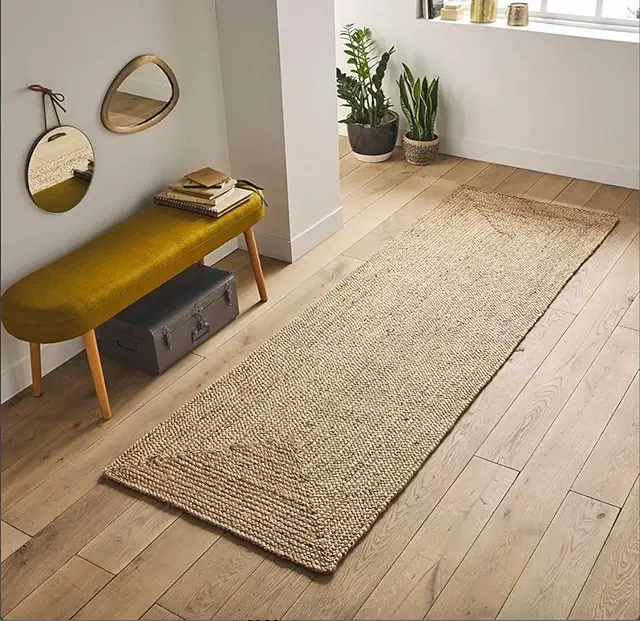 Handmade Jute Runner Rug 75x180cm - Rustic Bohemian Gångmatta for Hallway & Kitchen
