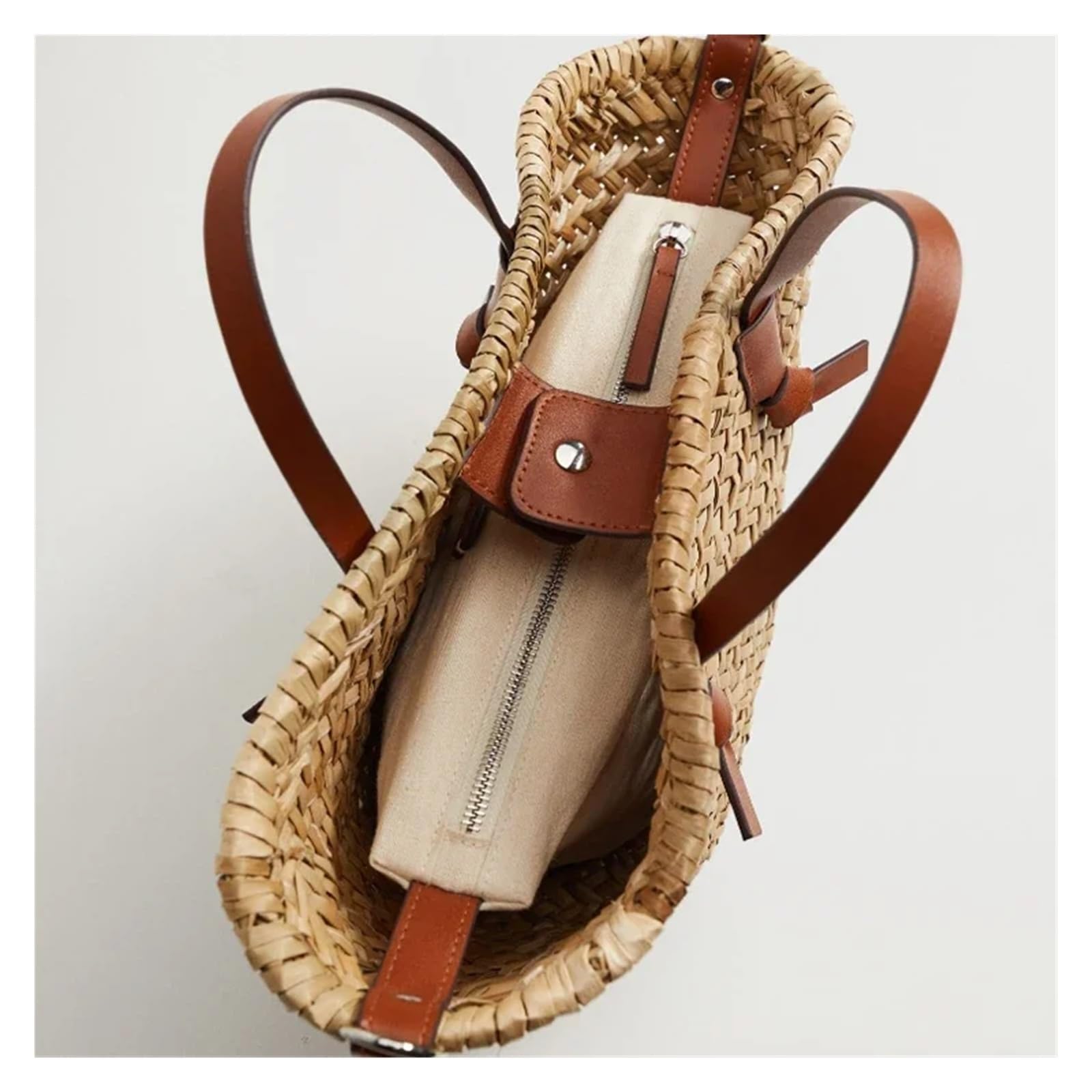 Bolsos de paja para el verano Bolso de mimbre tejido, bolso informal ratán for mujer, paja for playa verano, bandolera un solo hombro Para viajar