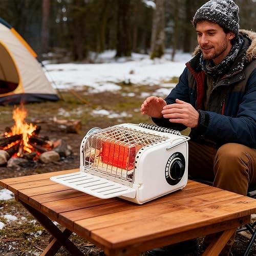 Miniatura 3 de Camping Heater Stove,Portable Stainless Steel Camping Gas Heater, Adjustable Temperature for Heating and Cooking,Includes Carry Bag Stove with