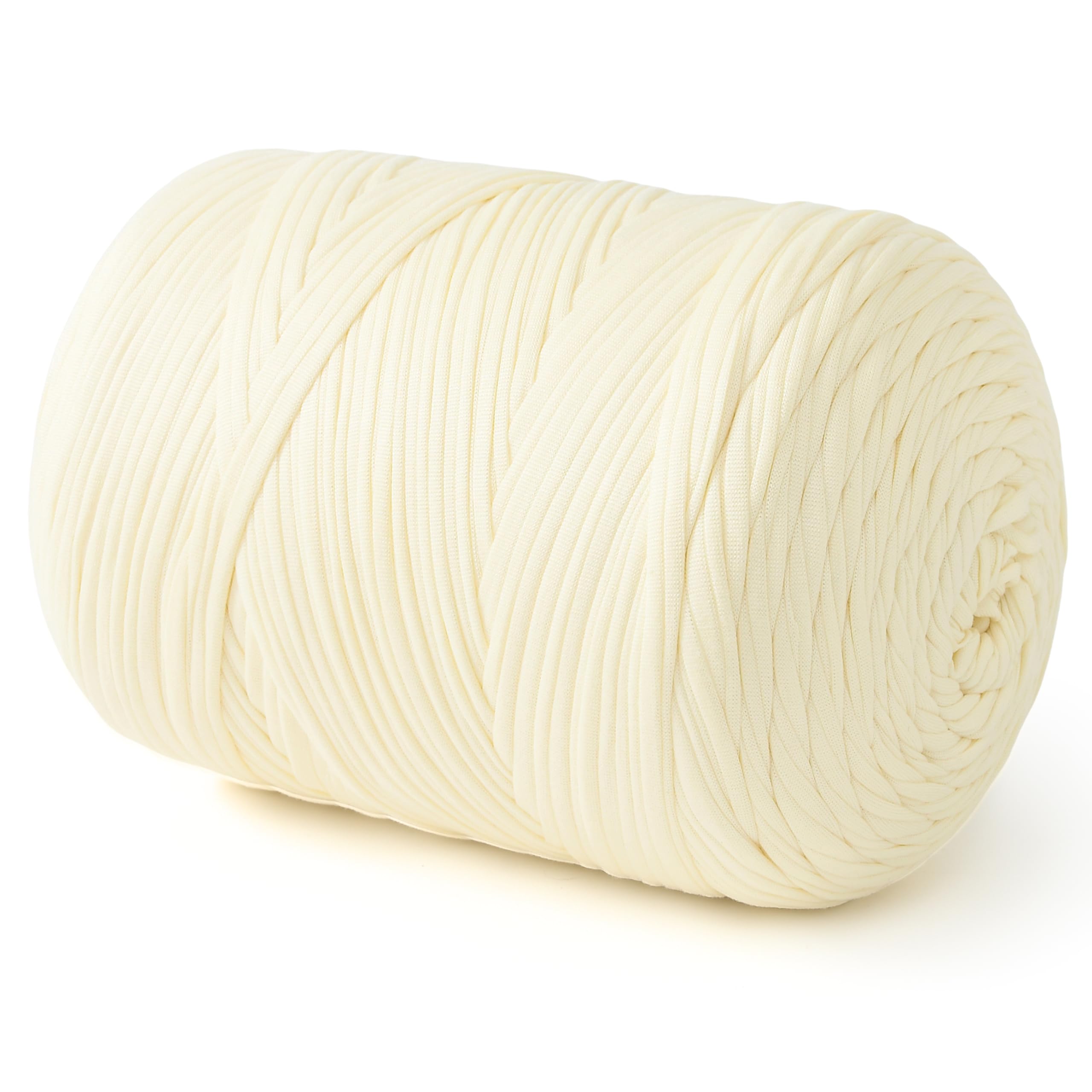 Fil à tricoter pour t-shirts beige clair 800g grand format pour création de sacs et paniers