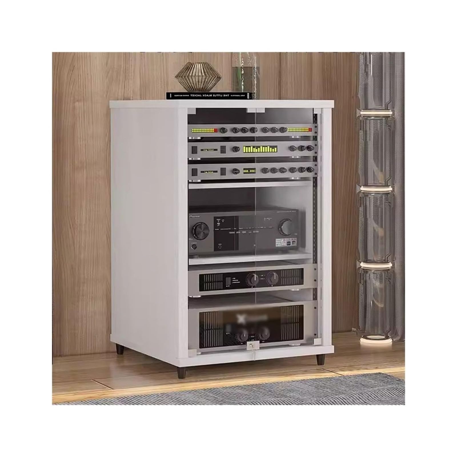 Supporto per altoparlanti da palcoscenico, amplificatore audio e video, in legno massello, multistrato, per amplificatori e monitor da studio (bianco, 55 x 57 x 80 cm)