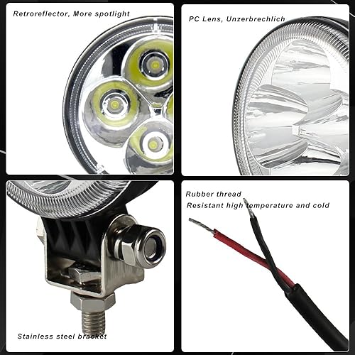Miniatura 6 de Voltage Automotive - Foco LED redondo de 3 pulgadas para motocicletas todo terreno, 4x4, Jeep, SUV, ATV, tractor, barco, 6000 K
